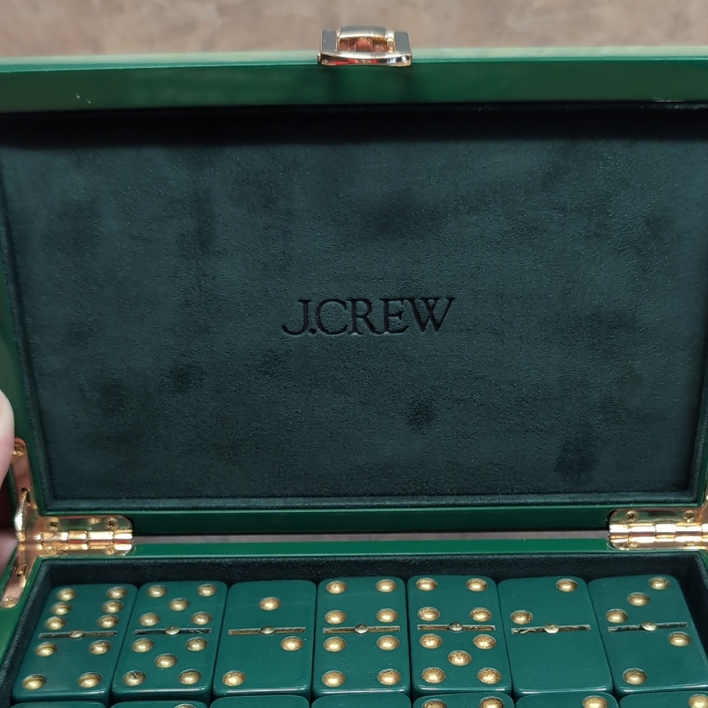 J.Crew Green Domino Set with Gold Accents Rare Hard To Find Set J Crew Exclusive